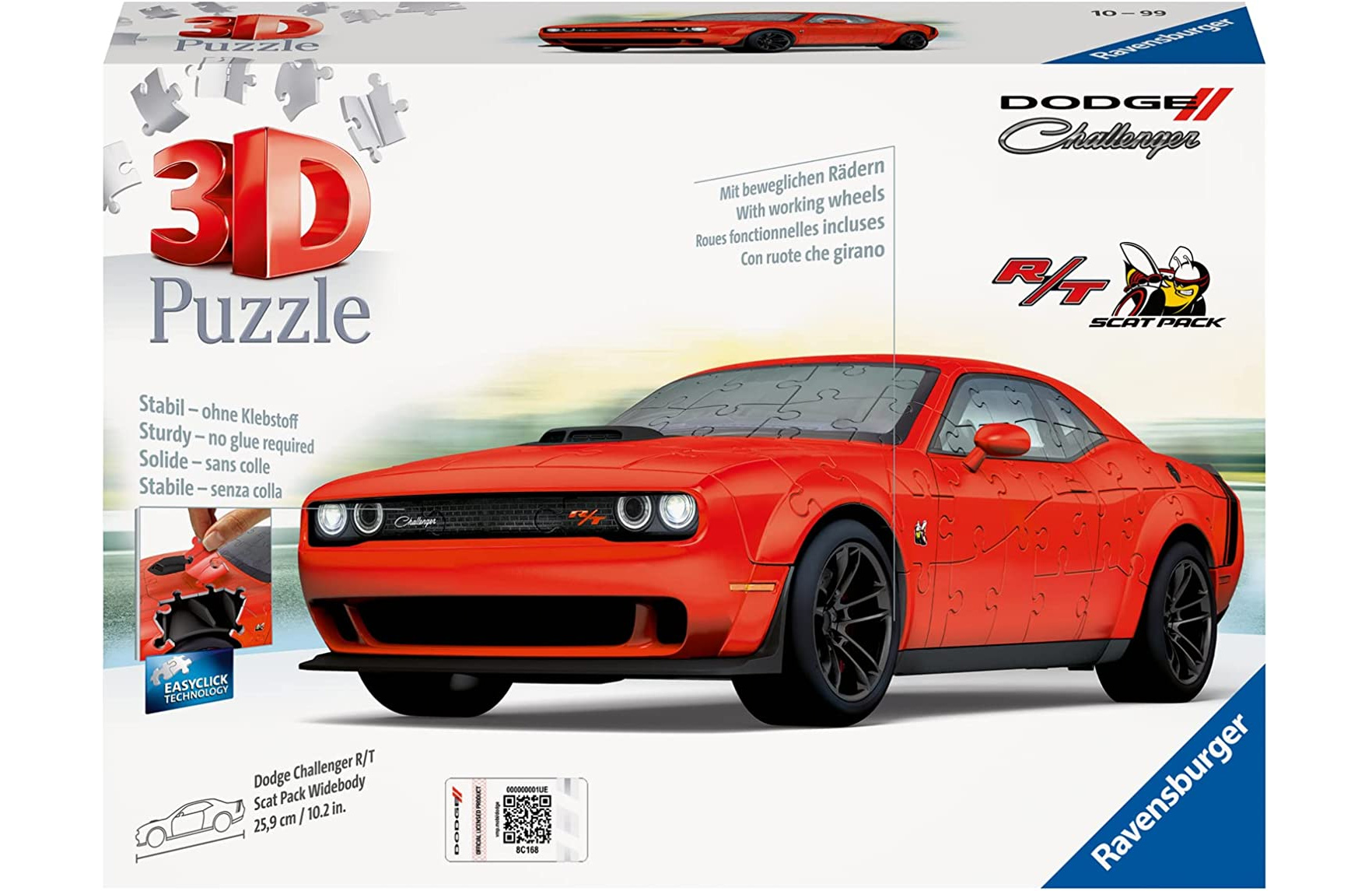 puzzle 3d 163 piezas dodge challenger rojo ( ravensburger - 11284 )