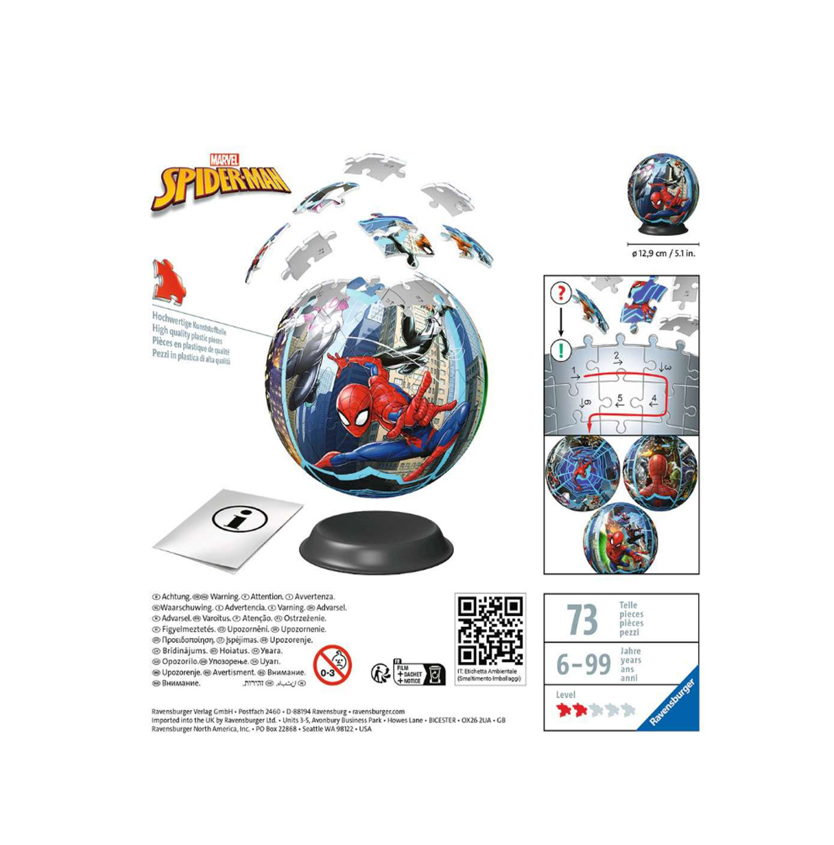 puzzle ball 3d 72 piezas spiederman  ( ravensburger - 11563 )