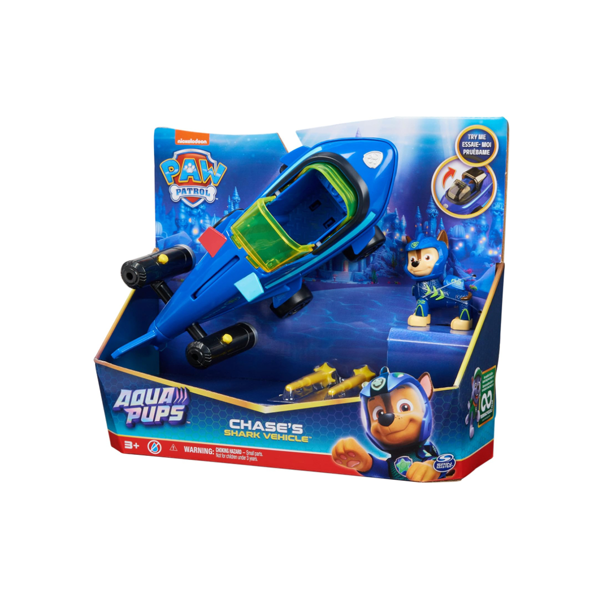 paw patrol vehiculo aqua pups chase (spin master - 6066140)