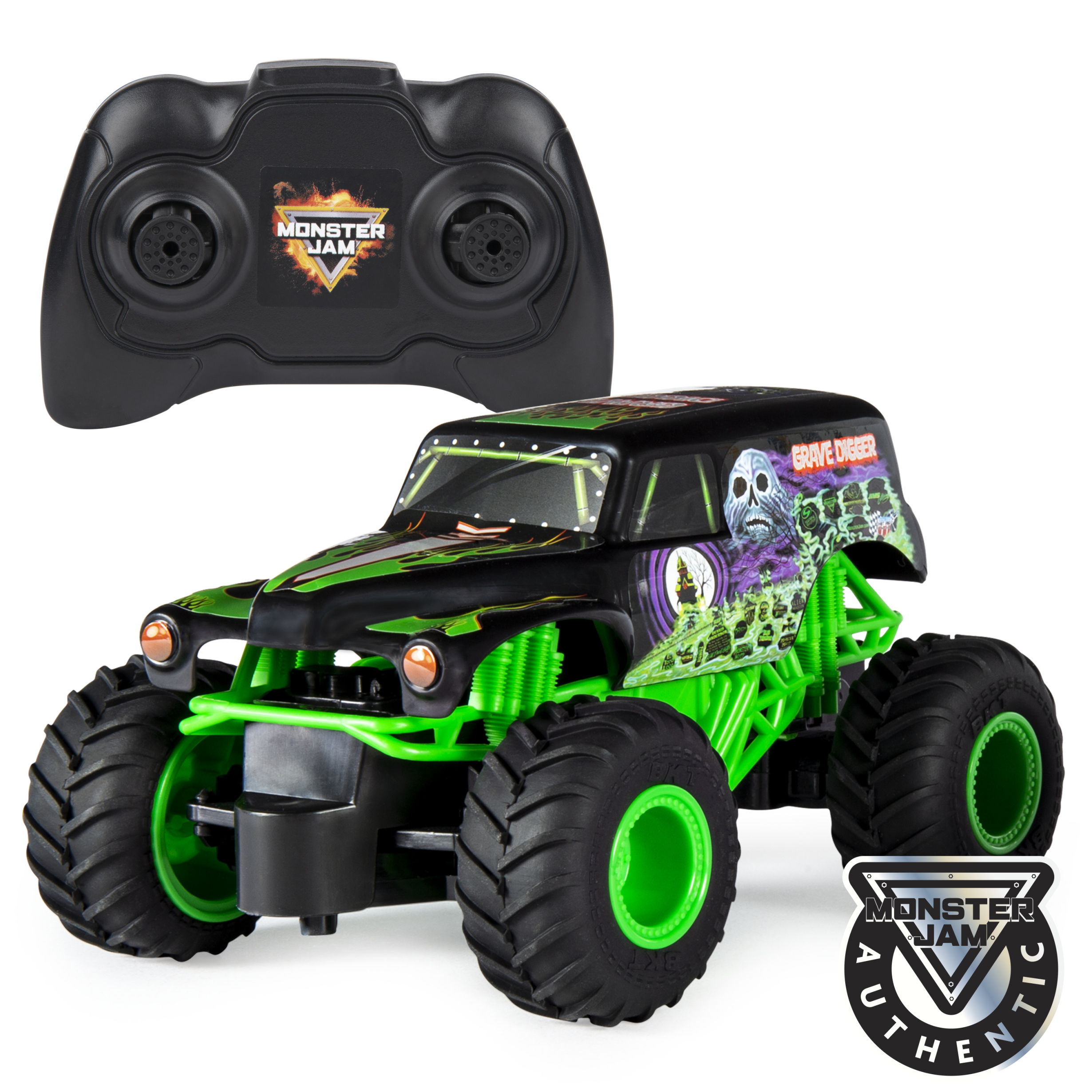 monster jam grave digger r/c 1:24  (spin master - 6044955)