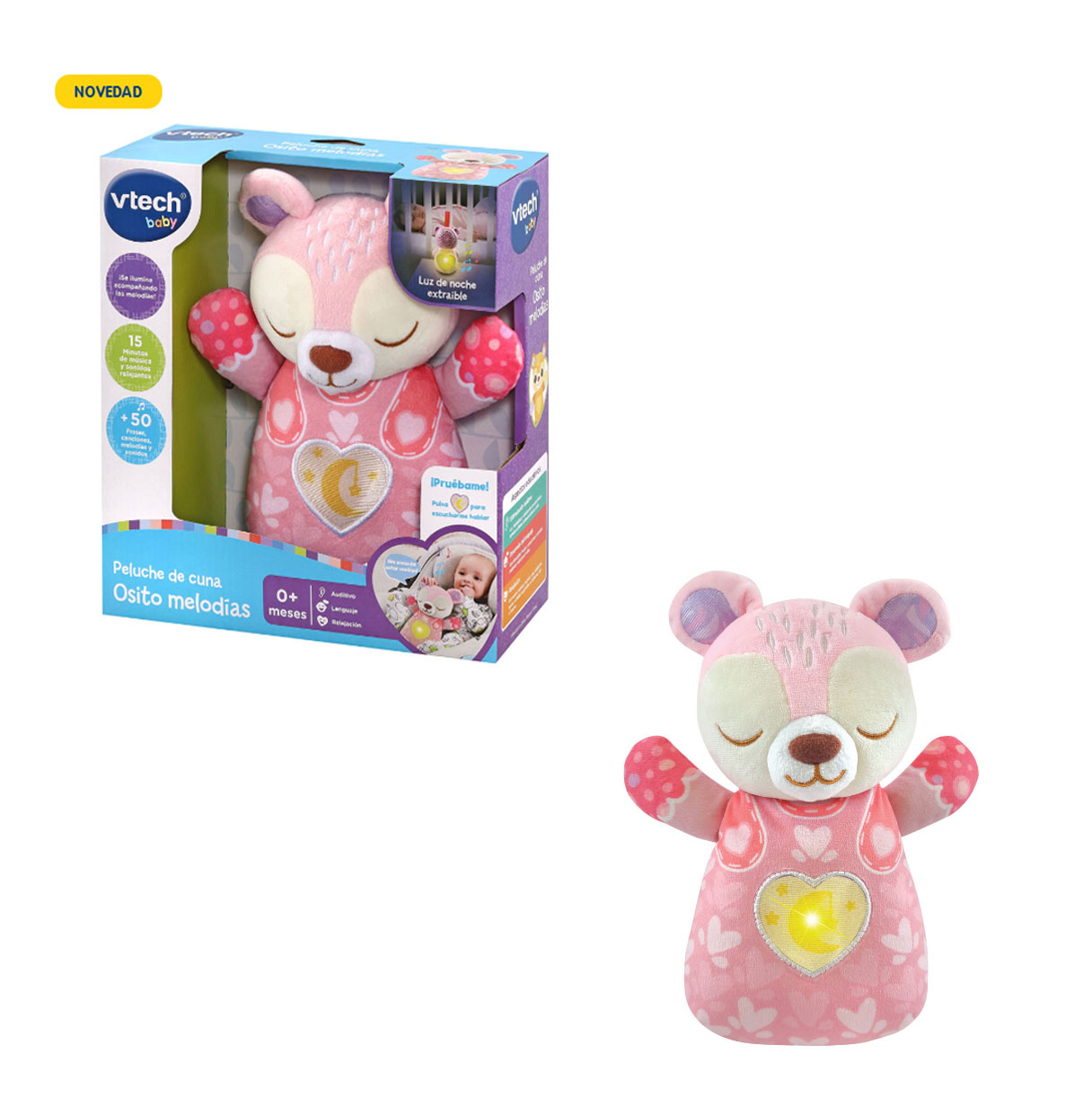 vtech peluche cuna osito melodias rosa   (539857).