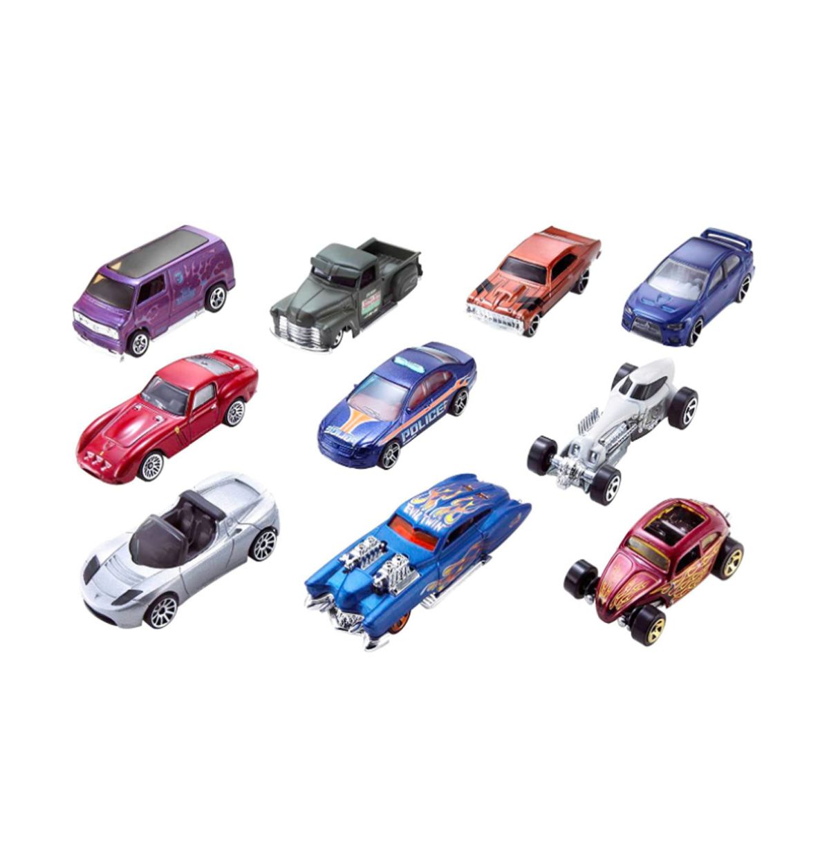 hot wheels pack de 10 vehículos modelos surtidos (mattel 54886)