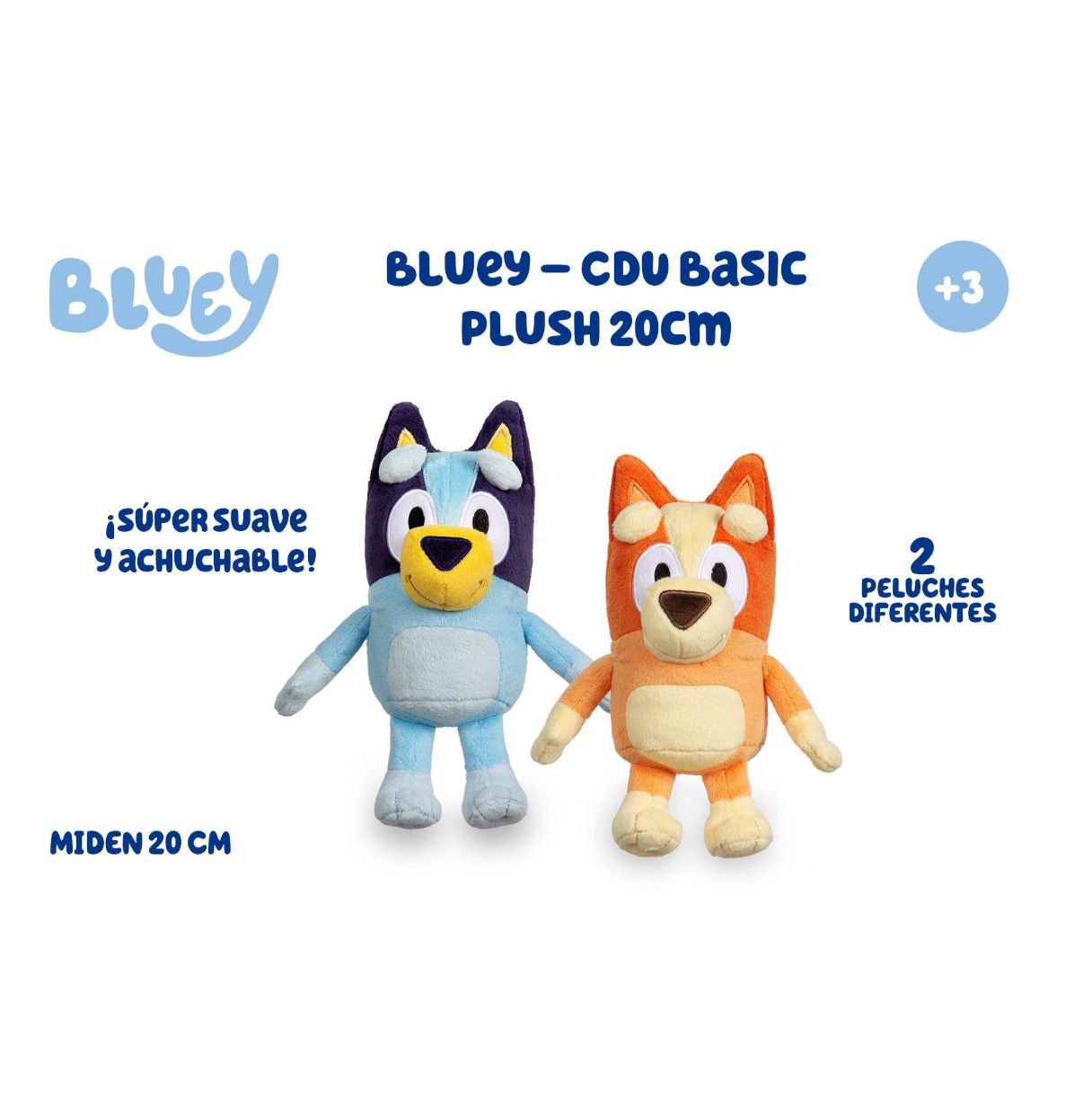 bluey - peluche suave de bluey de 20 cm, con detalles como en las dibujos animados, para niños y niñas pequeños a partir de 6 me