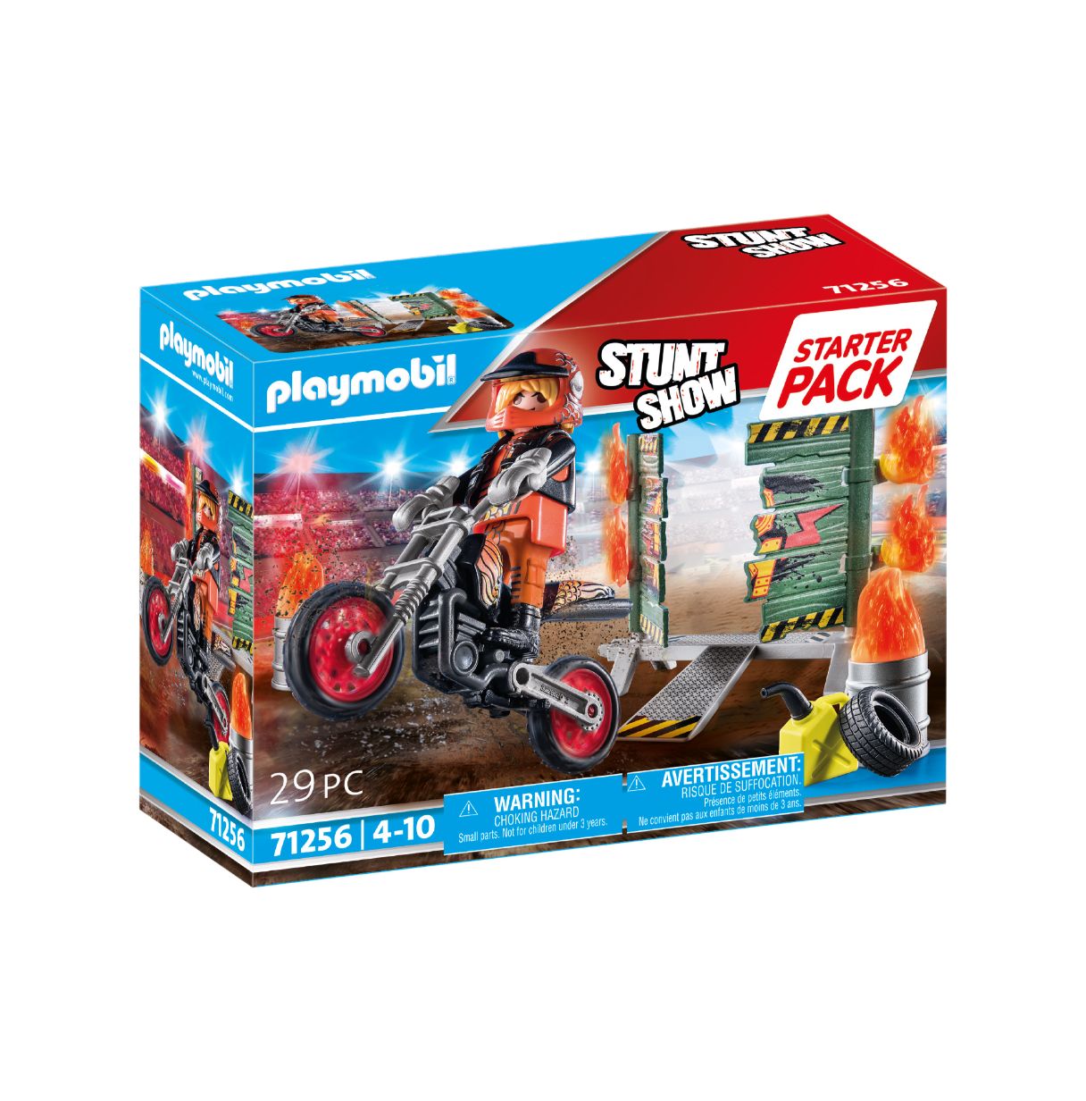 playmobil starter pack moto pared fuego (71256)