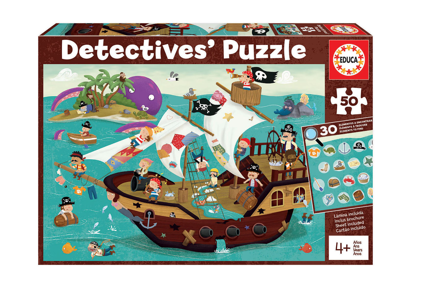 puzzle 50 piezas detective barco pirata  (educa - 18896)