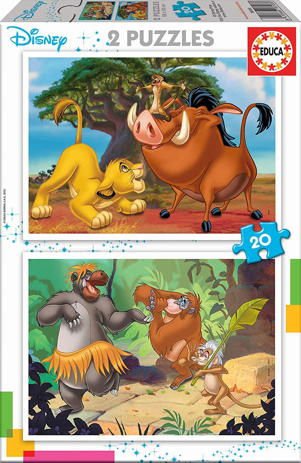 puzzle 2x20 disney animales (educa - 18103)