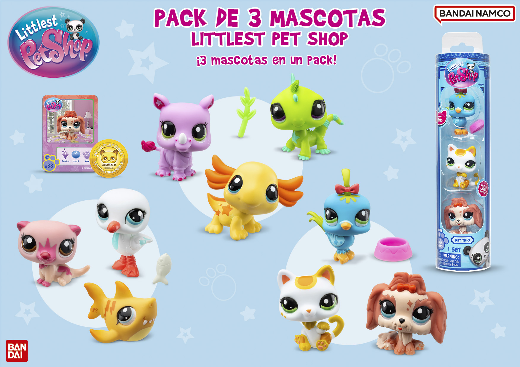 littlest pet shop pack 3 mascotas surtidas ( bf00550 )