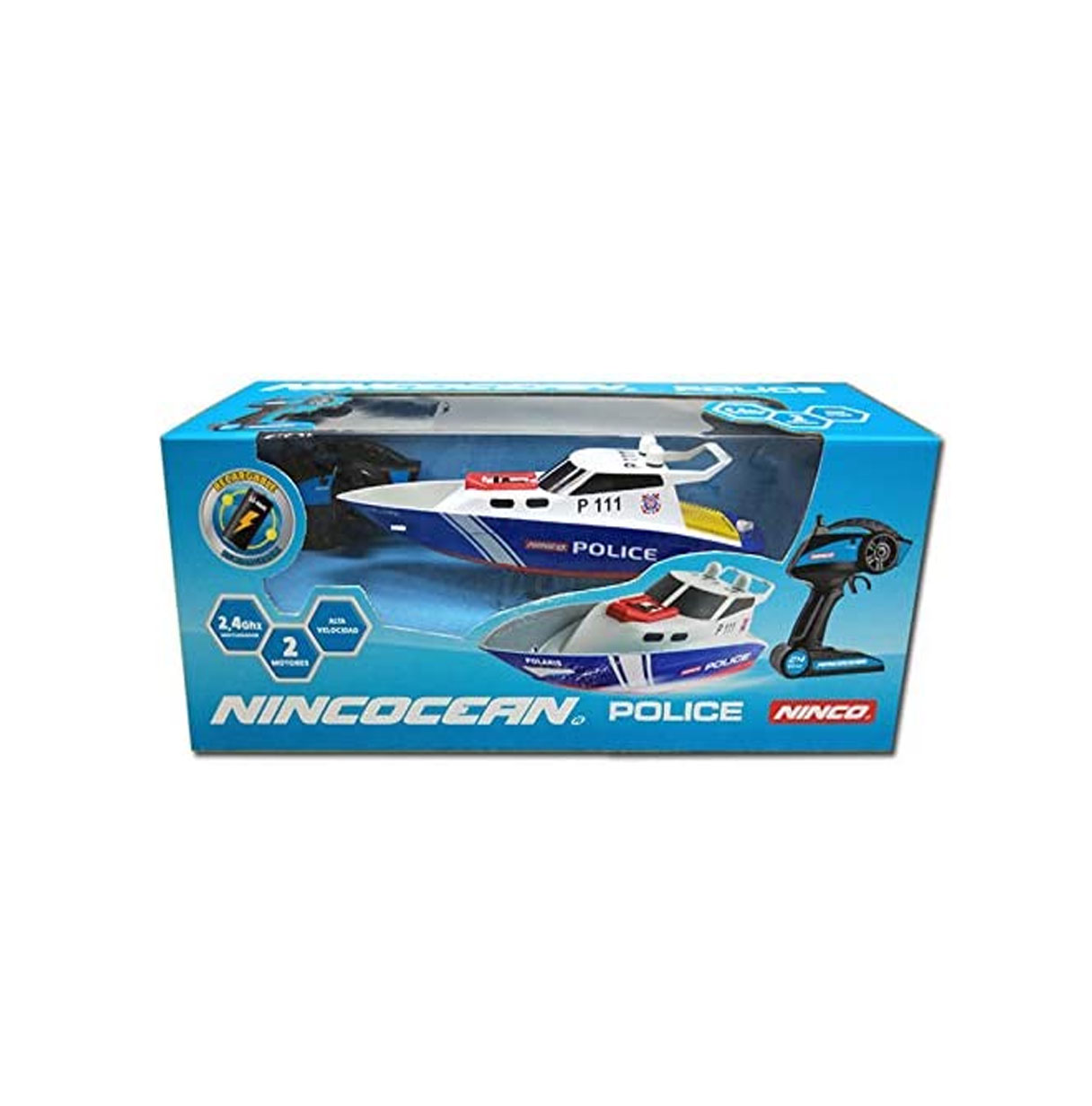 nincocean yate r/c police 2,4ghz ( fábrica de juguetes - nh99032)