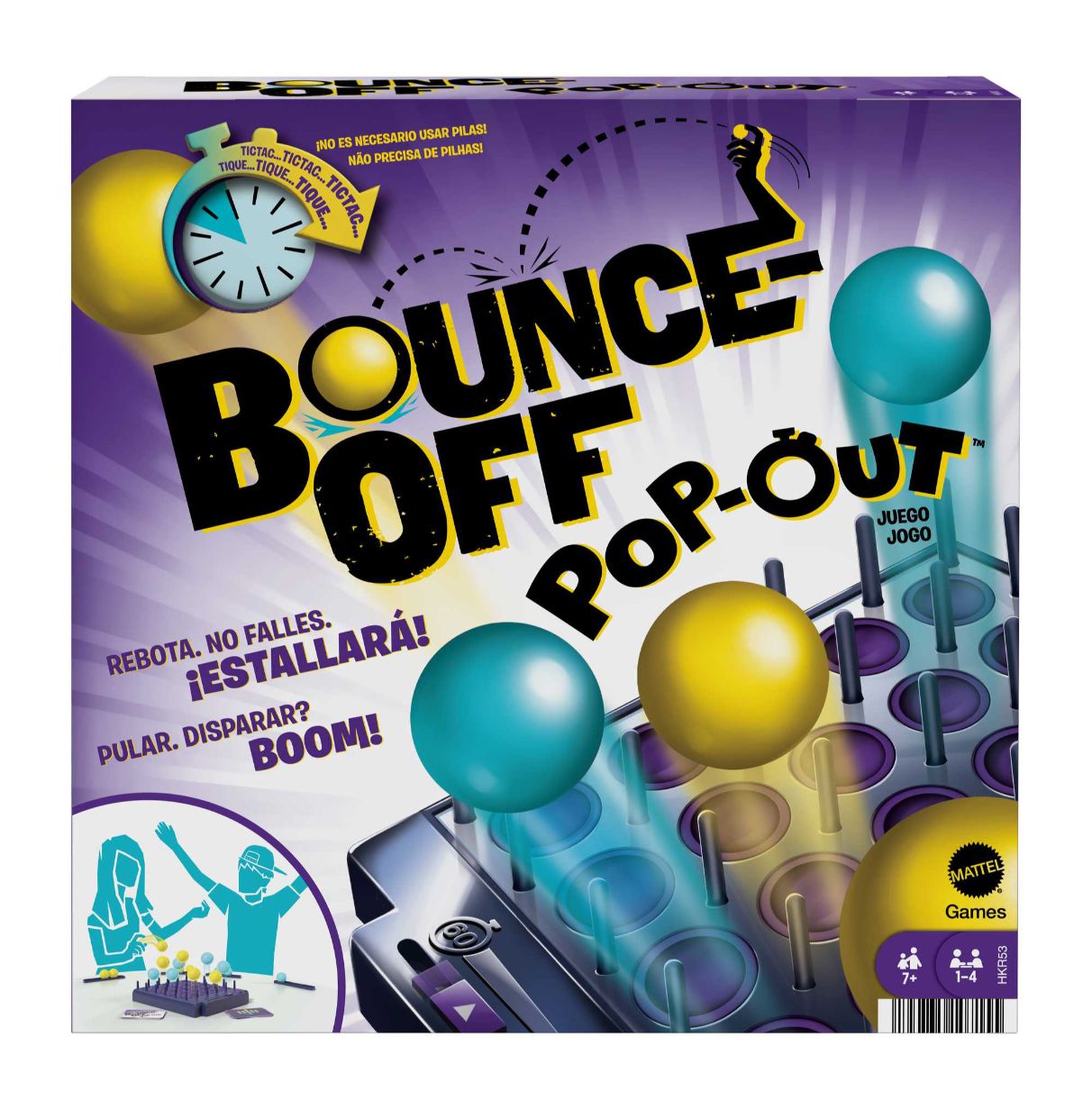 mattel games bounce off pop-out! el poder de las palabras juego de mesa con 16 bolas y temporizador, +7 años (mattel hkr53)