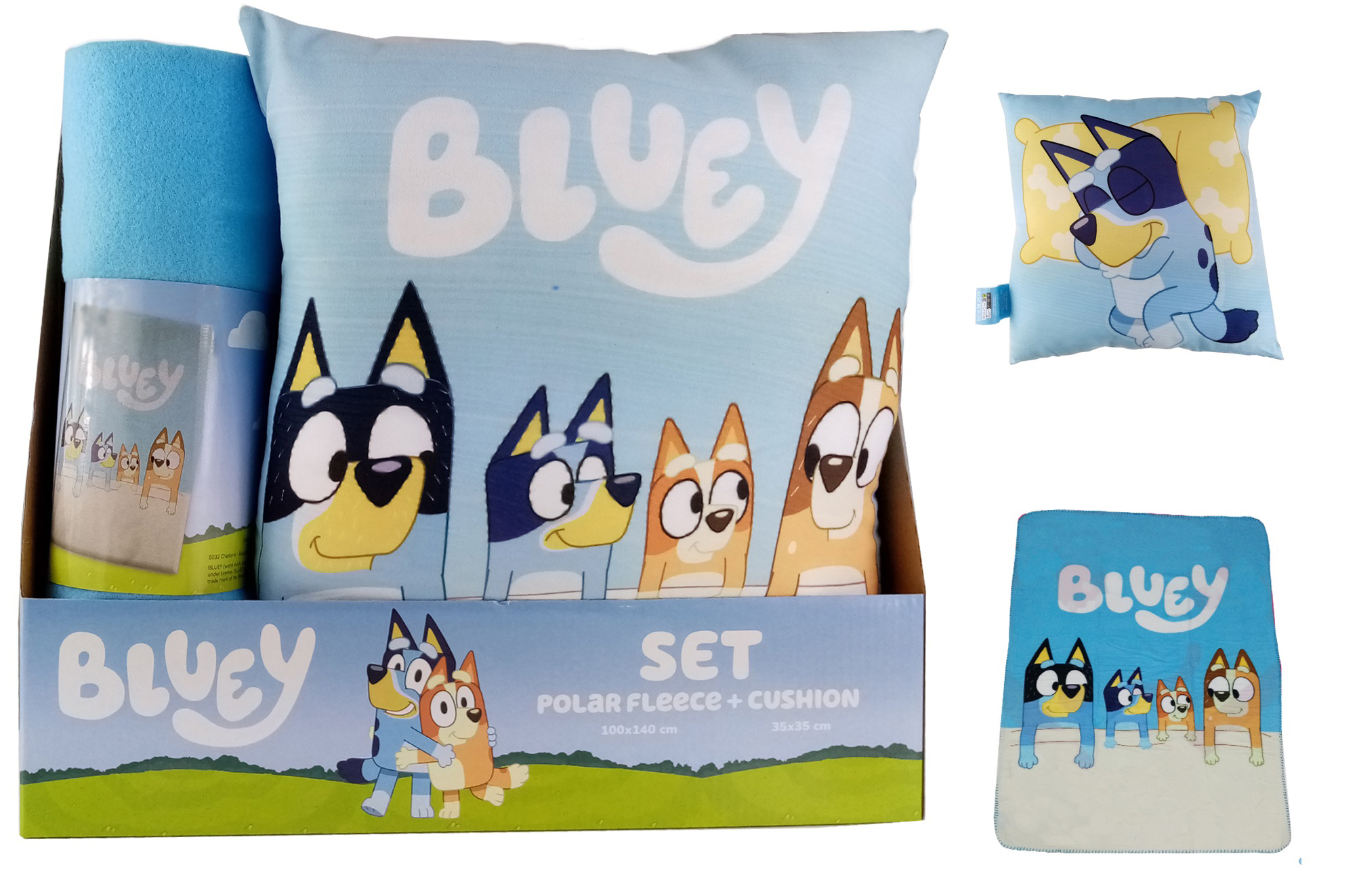 bluey set manta polar+cojin 35 cm