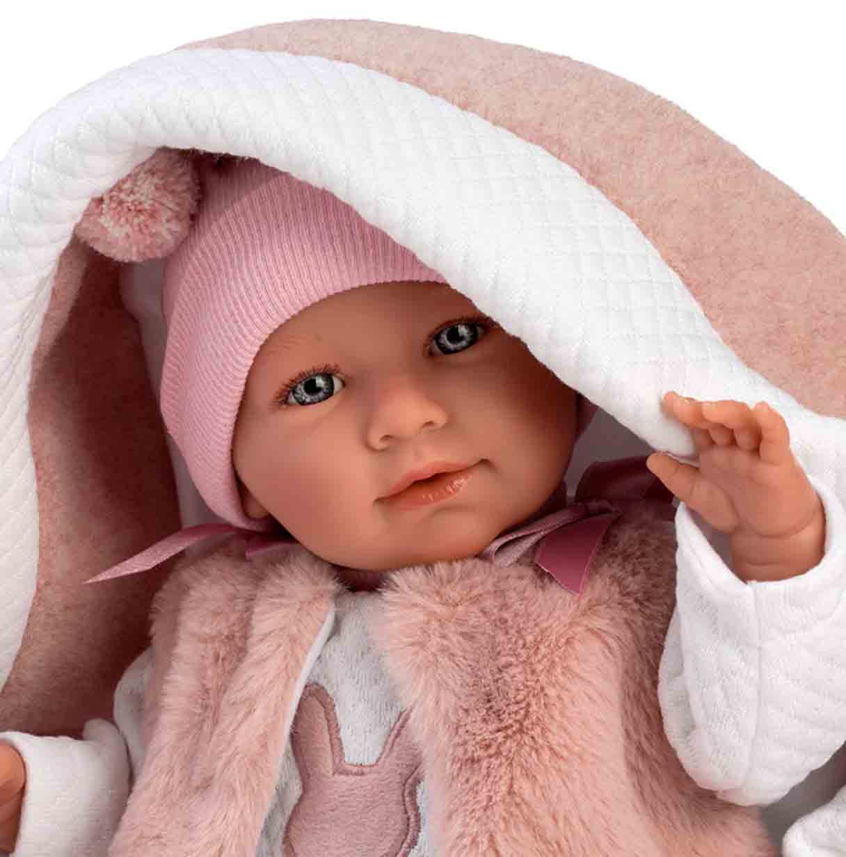 muñeca mimi lloron capazo rosa 42 cm ( llorens - 74012)