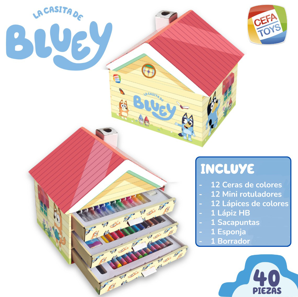 bluey casita actividades creativas 40 piezas ( cefa - 21910 )