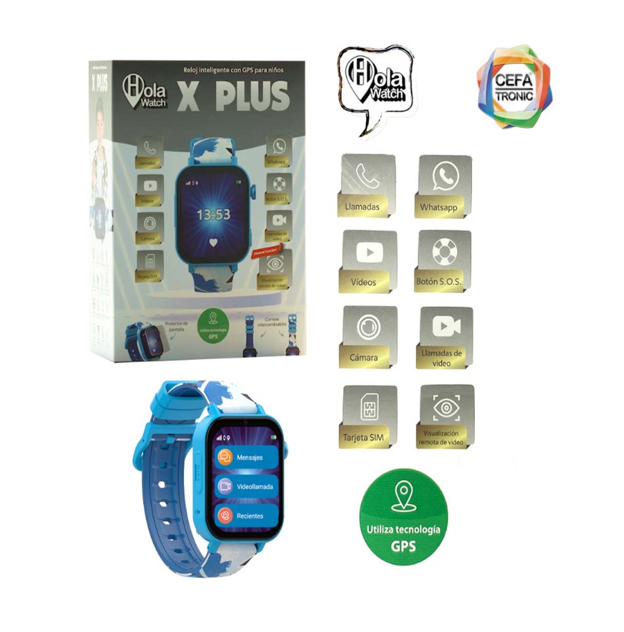 holawatch reloj inteligente x-plus blue (cefa - 01136)