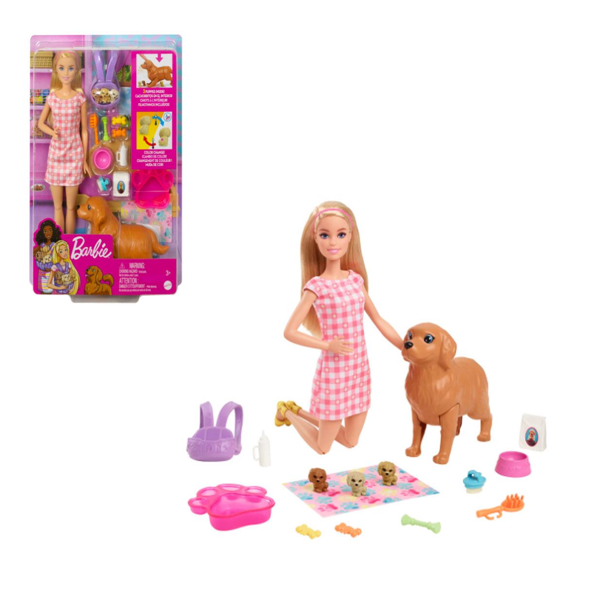 barbie perritos recien nacidos rubia ( mattel hck75)