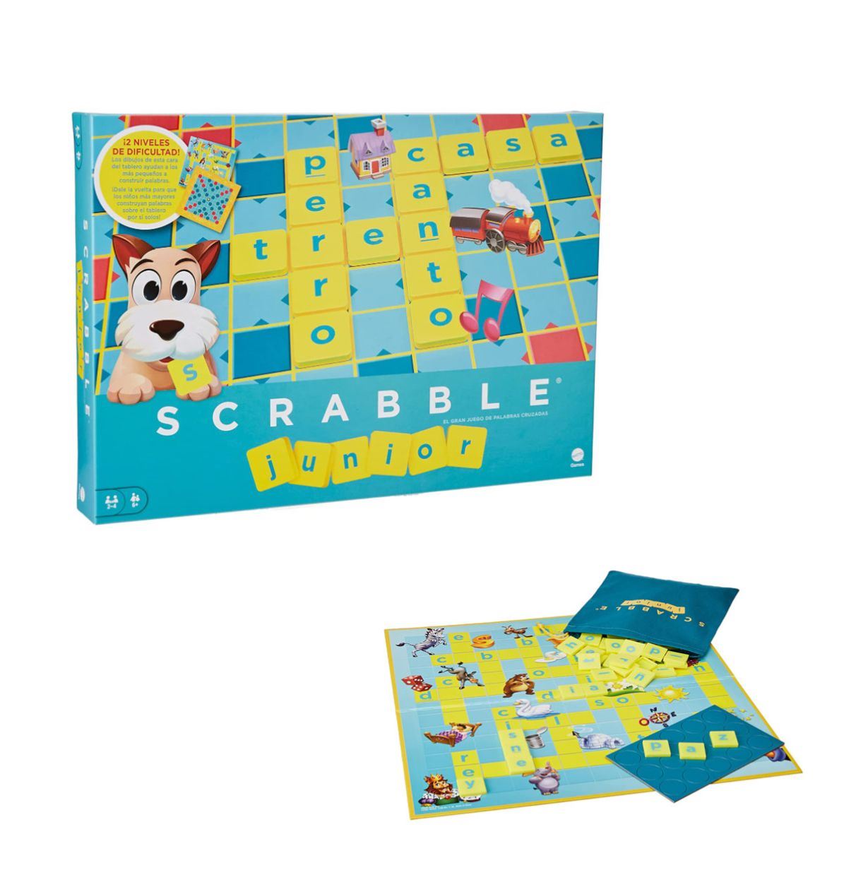 
mattel games scrabble junior, juegos de mesa para niños (y9669)