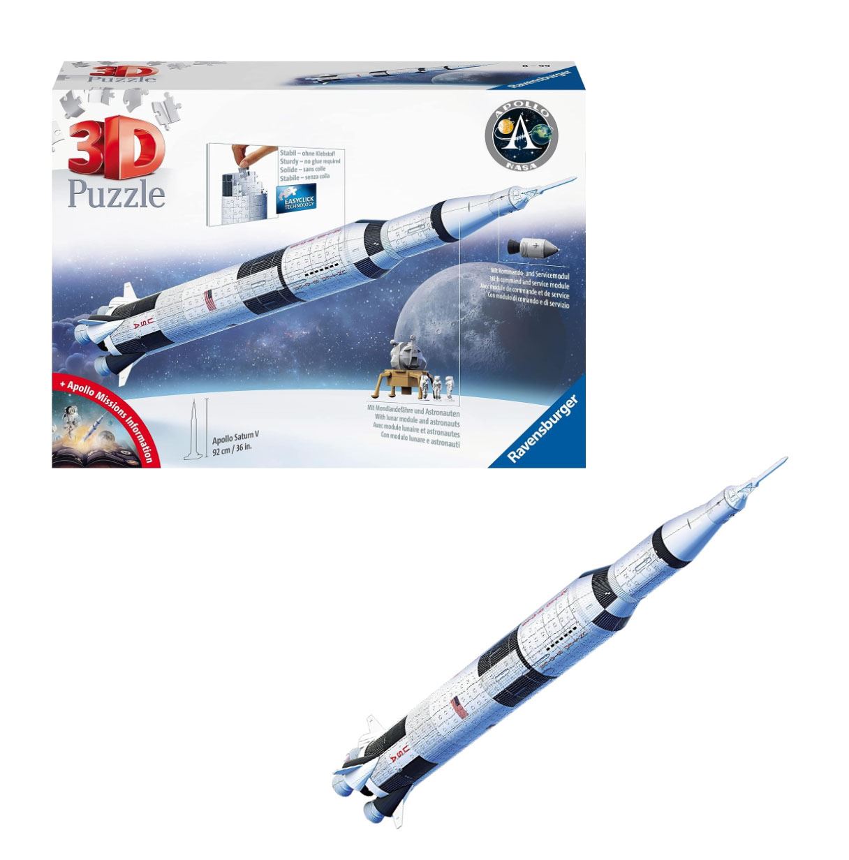 puzzle 3d 504 apollo saturn v rocket (ravensburger - 11545)