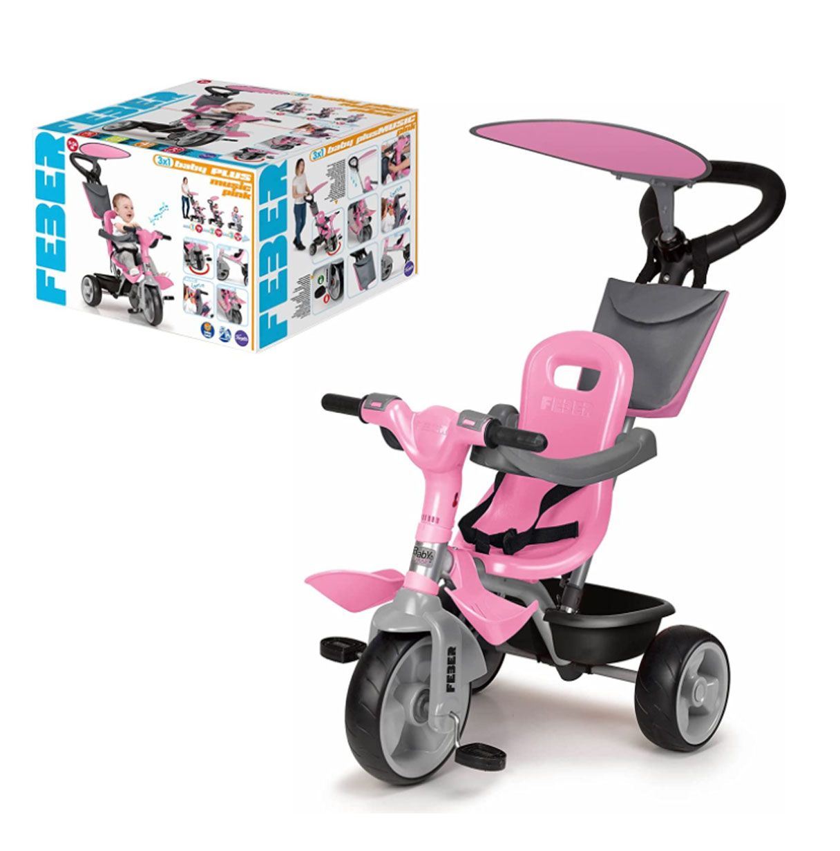 feber triciclo baby plus music rosa ( famosa - 800012132)