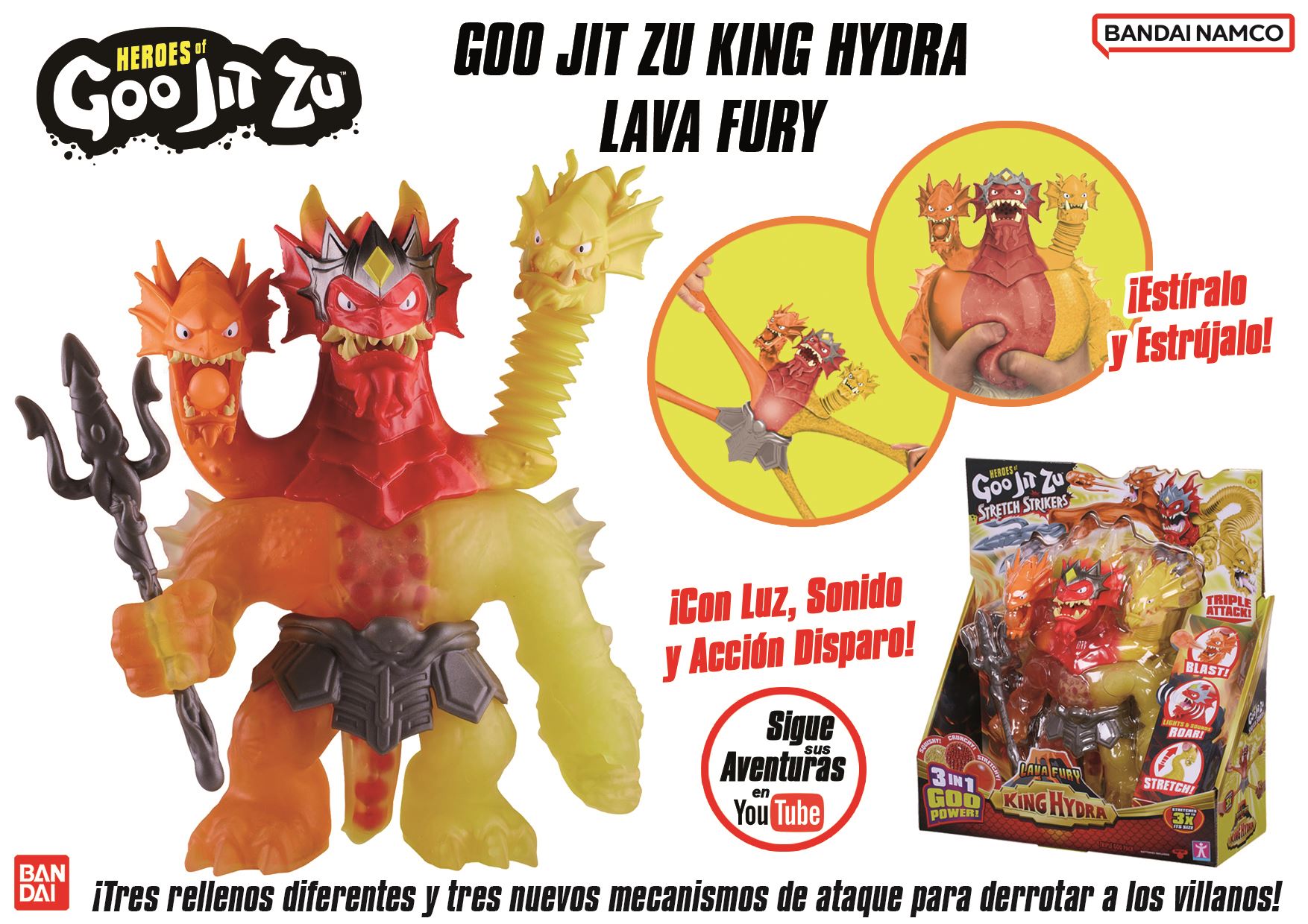 goo jit zu figura king hydra lava fury (bandai - co42948)