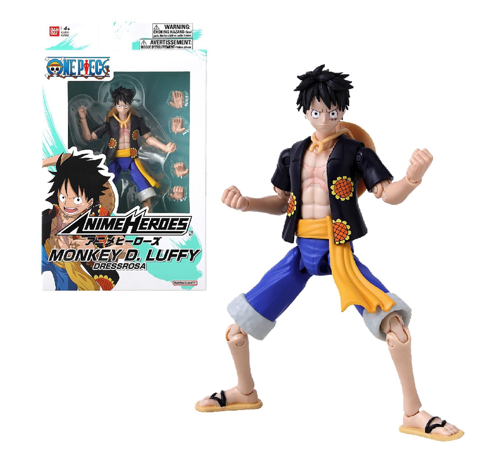 anime heroes figura luffy dressrosa    (bandai - 37007)