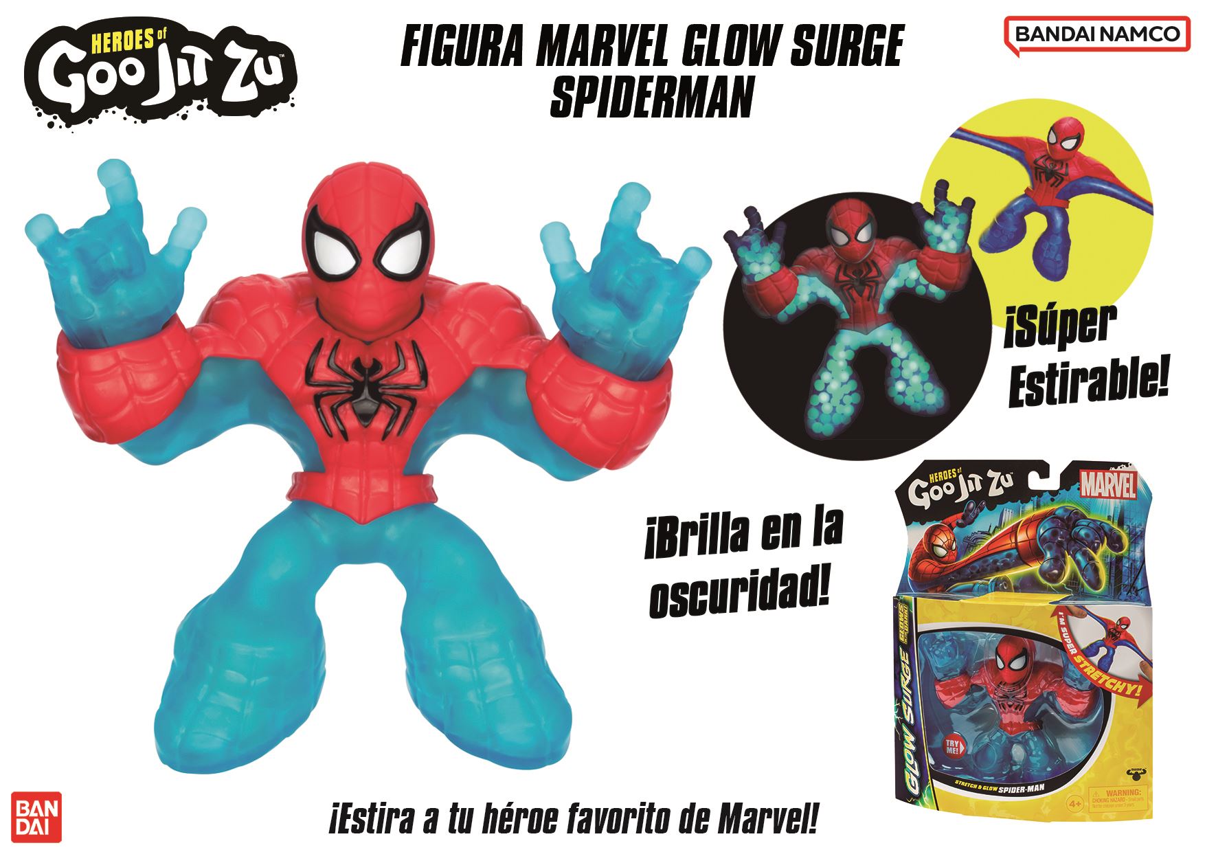 goo jit zu figura glow surge spiderman ( bandai - co42713)