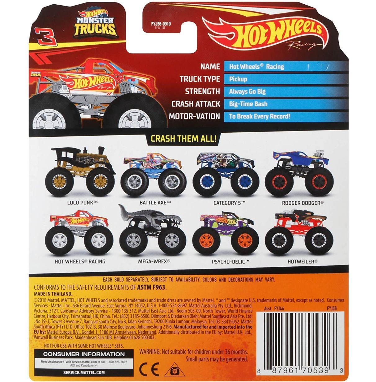 hot wheels monster truck basicos surtidos (mattel fyj44)