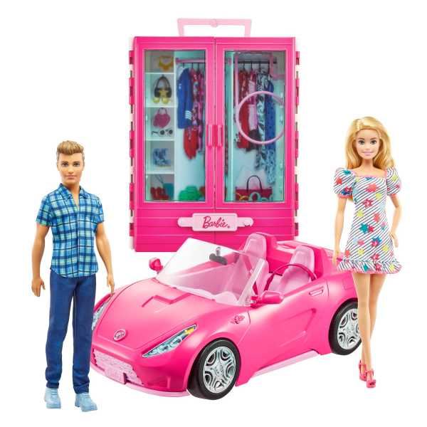 barbie muÑecas, armario y descapotable (mattel - gvk05)