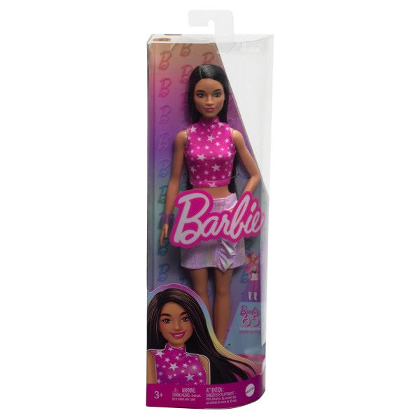 barbie fashionistas vestido rock rosa ( mattel - hrh13)