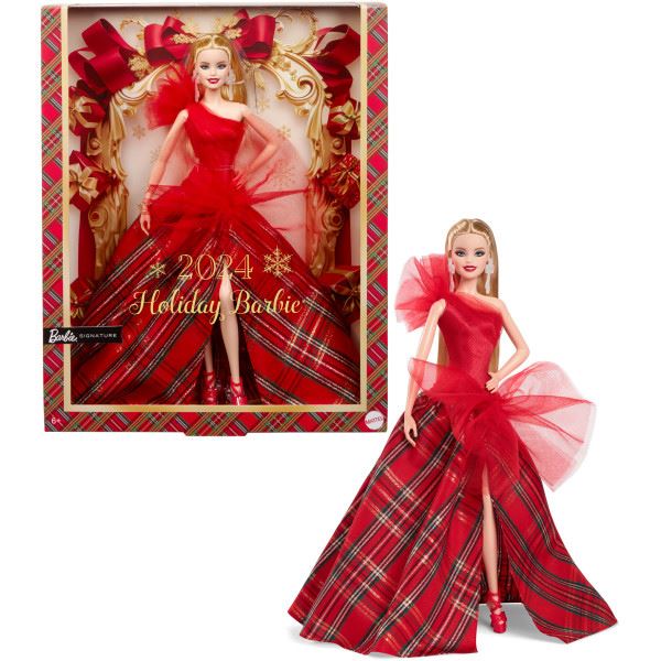 barbie signature vestido rojo a cuadros (mattel - hrm61)