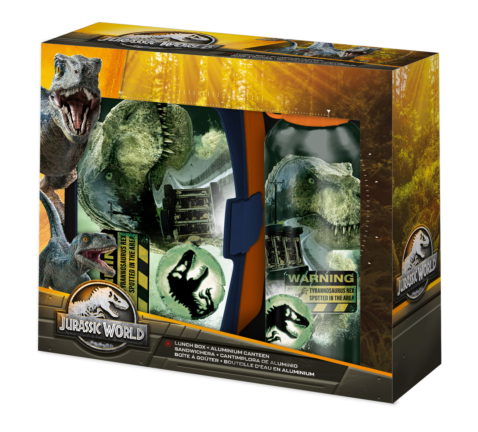 jurassic world sanwichera+cantimplora 500 ml