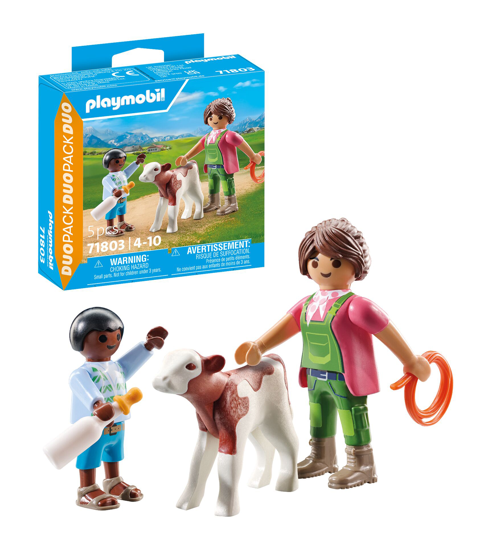 playmobil granjera con ternero (71803)