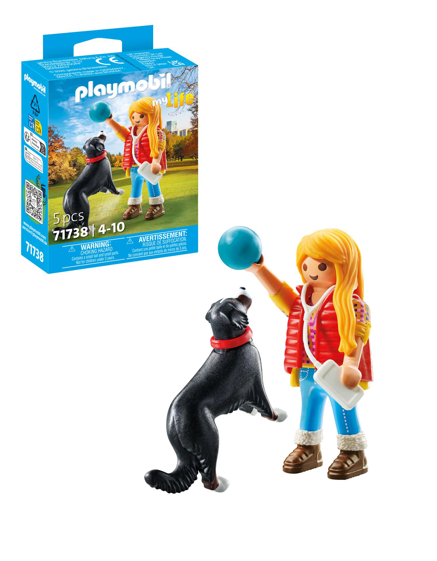 playmobil mujer con perro de montaÑa (71738)