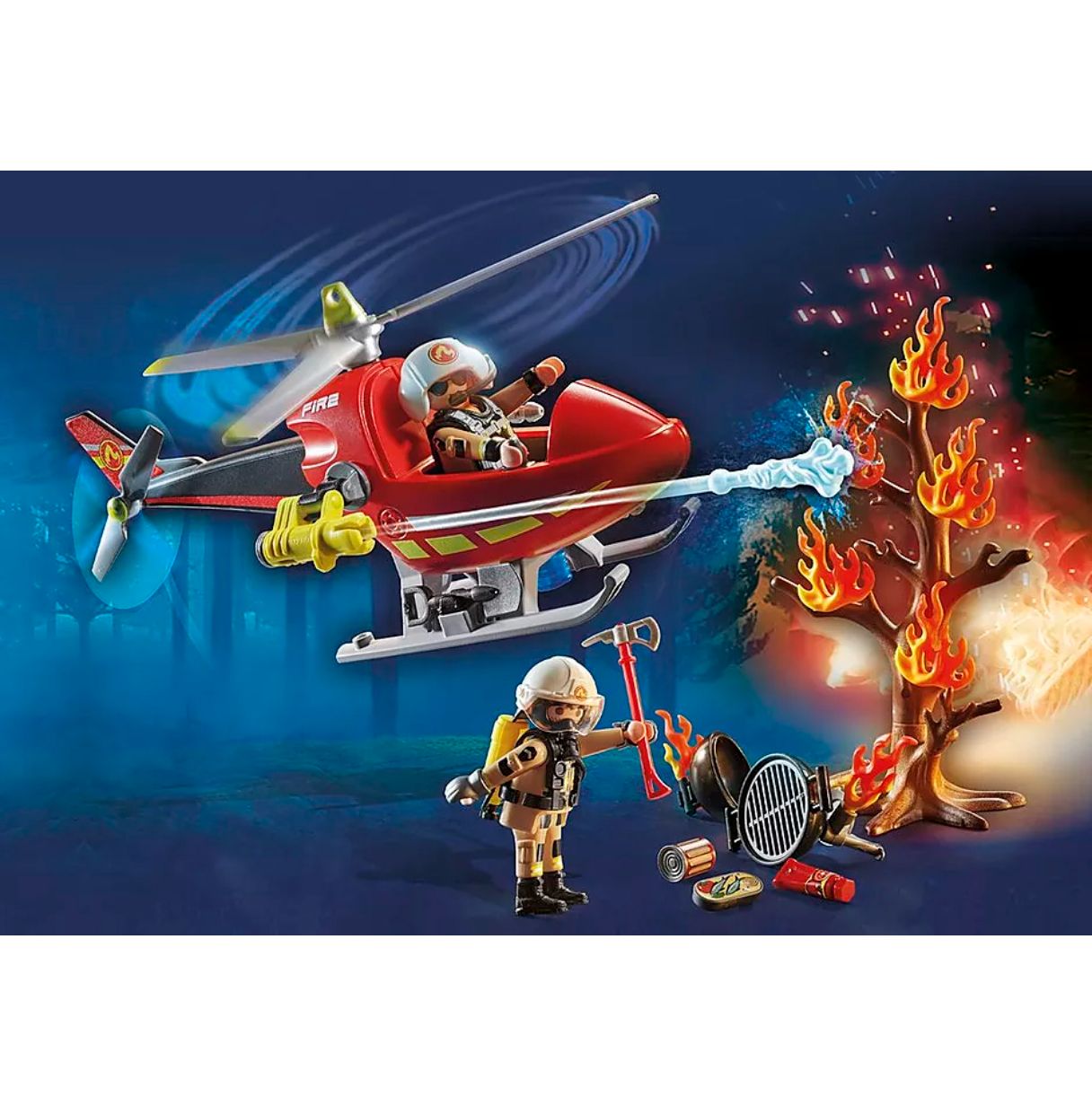 playmobil city action helicoptero de bomberos (71195)